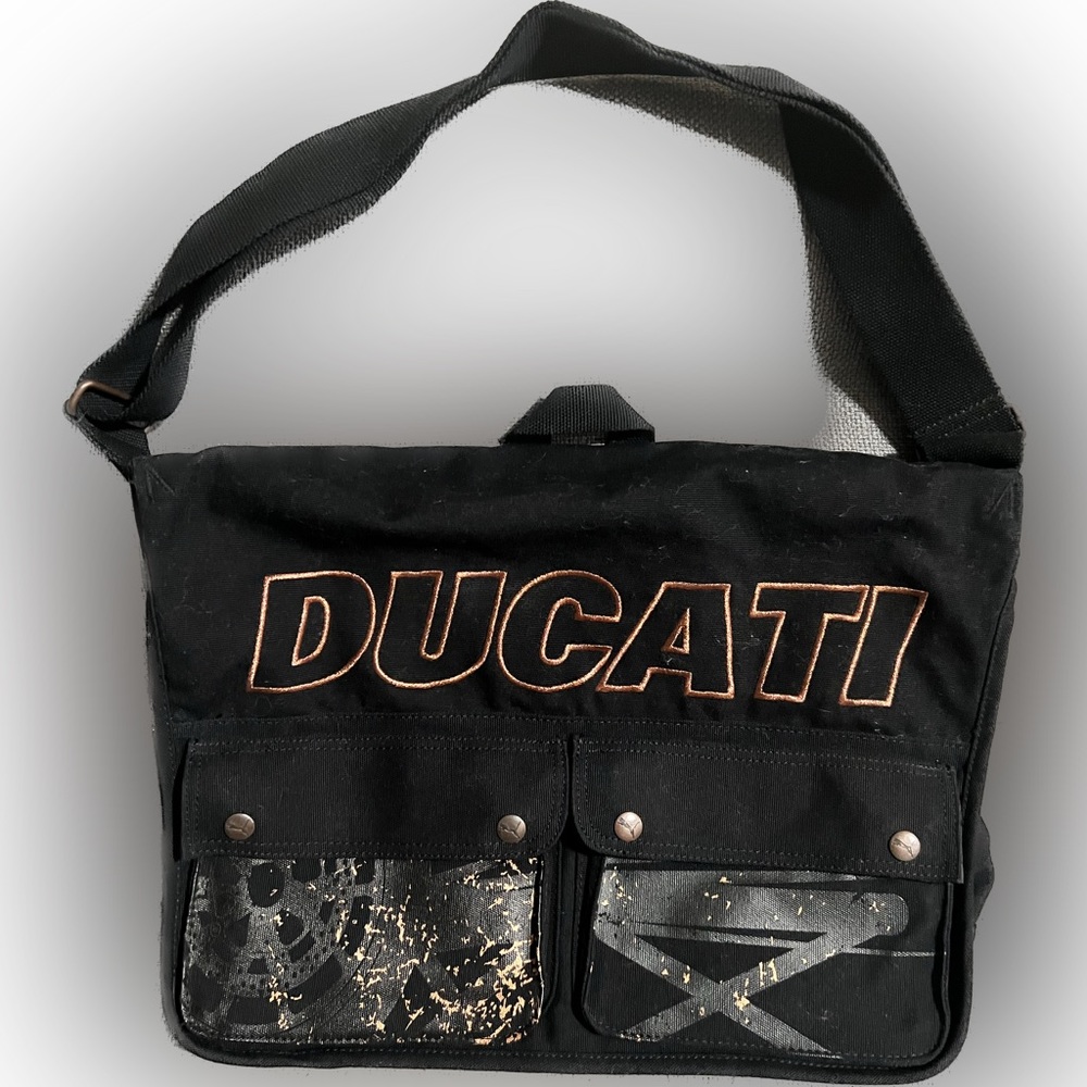Puma: Ducati Black Messenger Style Laptop Shoulder Bag.